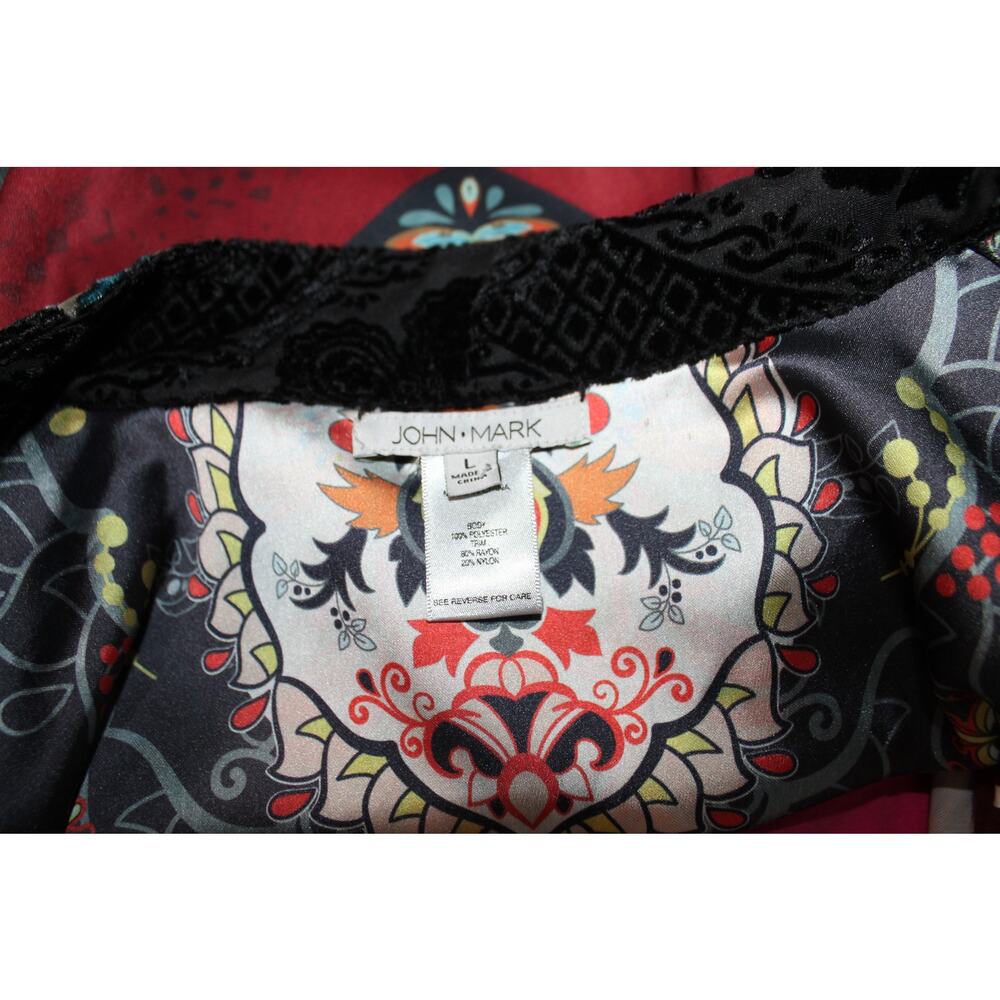John Mark Velvet Trim Open Front Reversible Kimono sz L - Picture 4 of 6